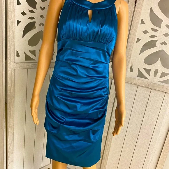 Signature by Sangria Dresses | Signature by Sangria New Teal Cocktail Dress Ruched Sides Size 10 | Color: Blue | Size: 10 | Dawnmarie25'S Closet